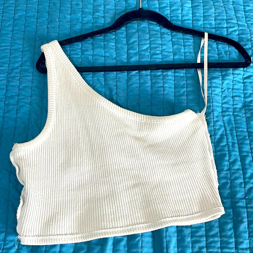 One shoulder sweater ribbed crop top